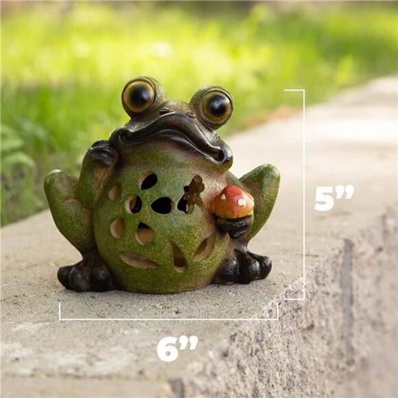 Frog Solar Light for Home and Outdoor Decor, Flickering LED Garden Light - Picture 2 of 6